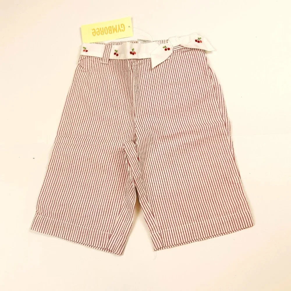 NWT Gymboree Girl Seersucker Stripe Cheery Capri & Cherry Top Size 6-12Months